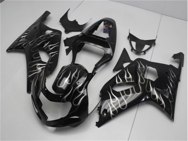 01-03 Black White Flame GSXR 600/750 Motorcycle Fairings