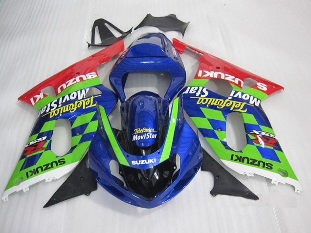 01-03 Blue Green Red Telefumia Movistar GSXR 600 Motorcycle Fairings