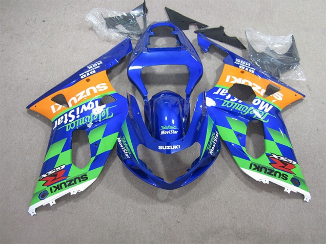 01-03 Blue Green Telefumia Movistar GSXR 600 Motorcycle Fairings