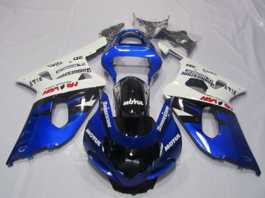 01-03 Blue White Motul GSXR 600 Motorcycle Fairings