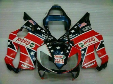 01-03 Red White Blue Castrol Cycle World CBR600 F4i Motorcycle Fairings