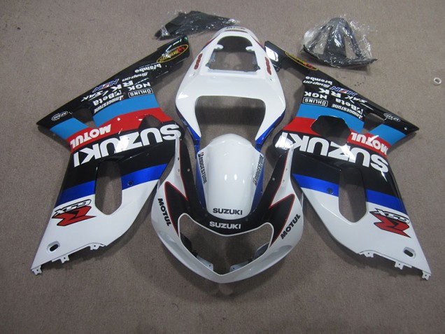 01-03 White Blue Motul GSXR 600 Motorcycle Fairings