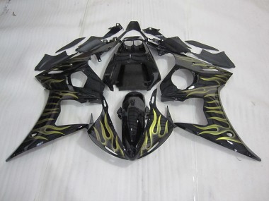 03-05 Black with Yellow Flame YZF R6 Motorcycle Fairings