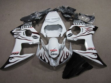 03-05 White Black Flame Shark YZF R6 Motorcycle Fairings