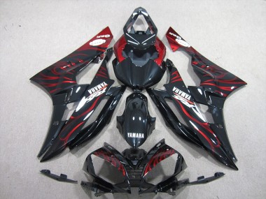 06-07 Black Red Flame YZF R6 Motorcycle Fairing