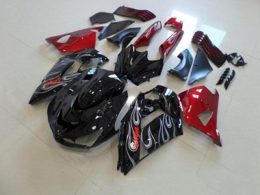 06-11 Black Nd Red Silver Flame ZX14R ZZR1400 Motorcycle Fairings