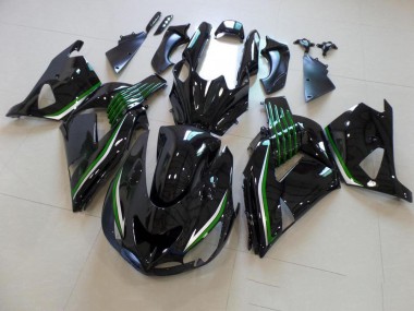 06-11 Glossy Black with Green Line ZX14R ZZR1400 Motorcycle Fairings