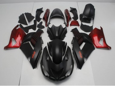 06-11 Matte Black and Red ZX14R ZZR1400 Motorcycle Fairings