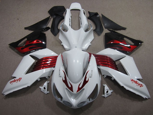 06-11 White Red Ninja ZX14R ZZR1400 Motorcycle Fairings