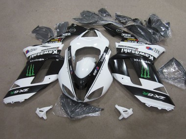 07-08 Black White Monster ZX6R Motorcycle Fairings