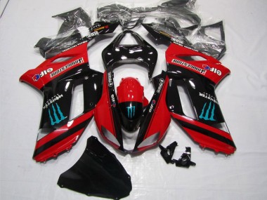 07-08 Red Black Monster ZX6R Motorcycle Fairings