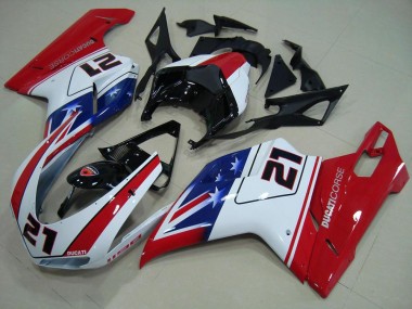 07-14 Black White Red 21 Ducati 848 1098 1198 Motorcycle Fairings