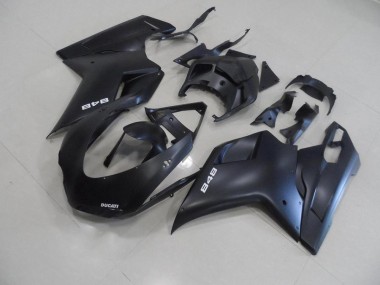 07-14 Matte Black with White 848 Ducati 848 1098 1198 Motorcycle Fairings