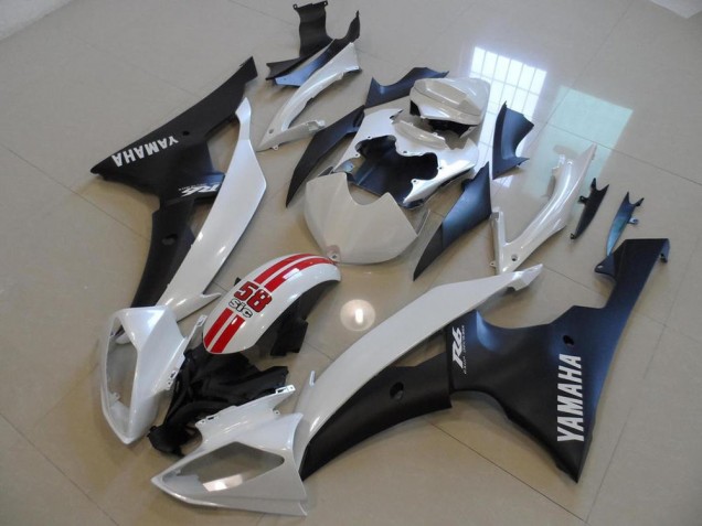 08-16 Pearl White and Black 58 Sic YZF R6 Motorcycle Fairings