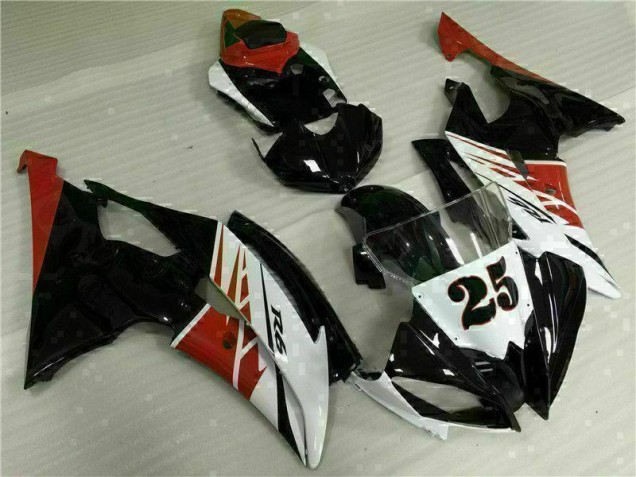 08-16 White Black YZF R6 Motorcycle Fairing Kits