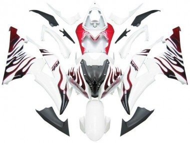 08-16 White Red Flame R6 YZF R6 Motorcycle Fairings