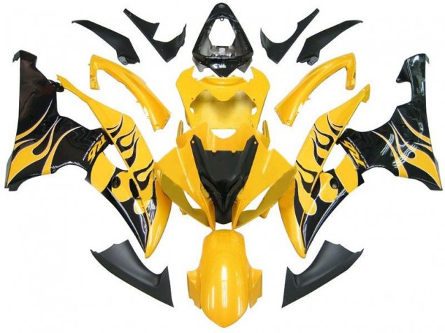 08-16 Yellow Black Flame R6 YZF R6 Motorcycle Fairings