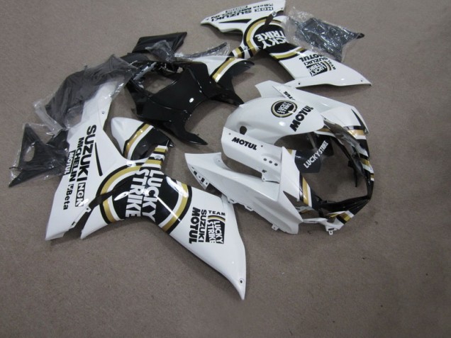 11-21 White Lucky Strike Black Motul GSXR 750 Motorcycle Fairings