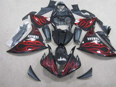 12-14 Black Red Flame YZF R1 Motorcycle Fairings