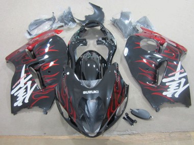 96-07 Black Red Flame GSXR 1300 Hayabusa Motorcycle Bodywork