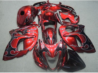 96-07 Red with Black Flame GSXR 1300 Hayabusa Motorcycle Fairings